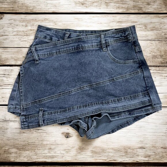 Vintage Upcycled Demin Mini Skort Skirt ‎ XS - Picture 1 of 8